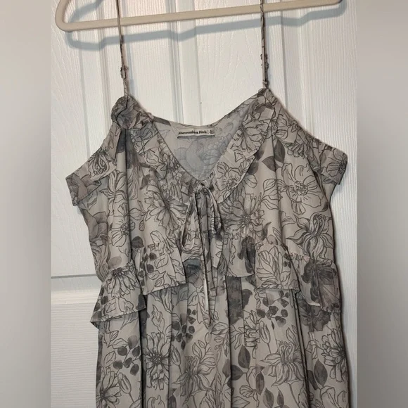 NWOT Abercrombie & Fitch Floral Ruffle Tie Mini Dress (size XL TALL, 38” Length) - Picture 3 of 9